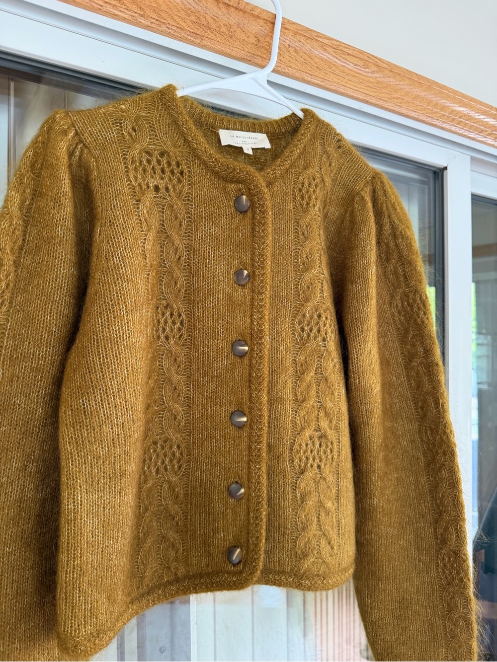 NWOT Sézane Evi Mohair Cardigan, Olive Green - Picture 2 of 8